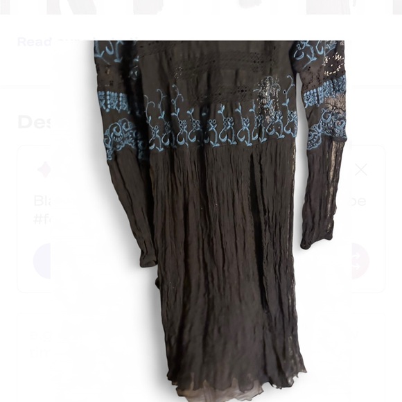 Free people sweet sunny days black and blue tunic /dress - Picture 5 of 6
